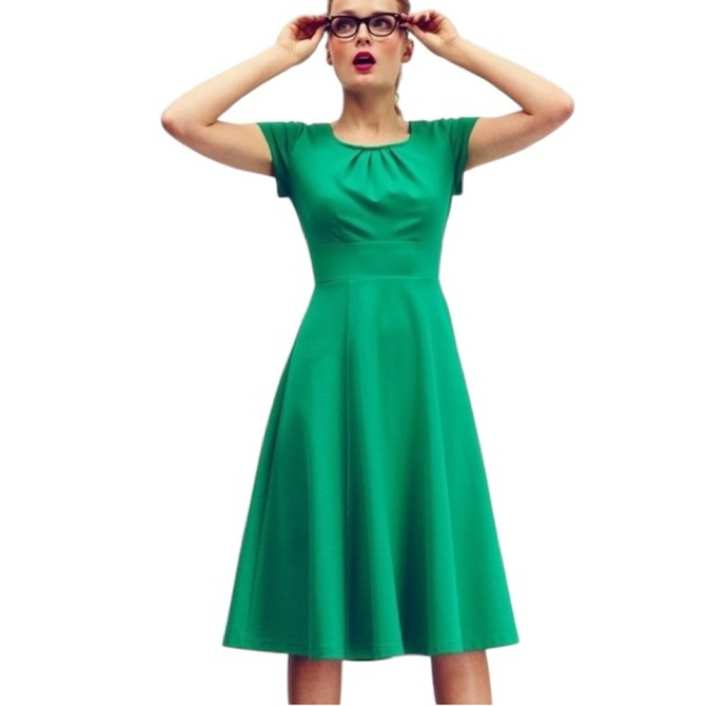 Boden Chancery Kelly Green A-Line Ponte Knit Fit & Flare Dress - 4